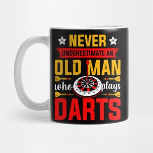 Never Underestimate An Old Man Who Plays Darts Mug